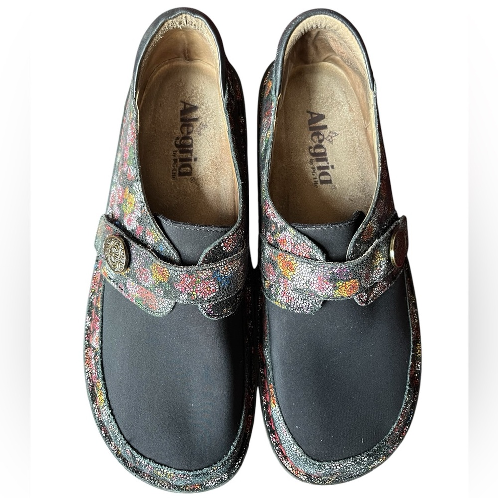 Alegria Brenna Garland Women’s Floral Patterned Black Mary Jane Shoes Sz 39(9)